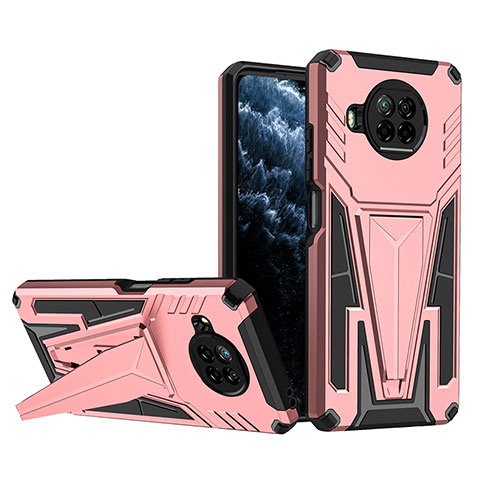 Funda Bumper Silicona y Plastico Mate Carcasa con Soporte MQ1 para Xiaomi Mi 10T Lite 5G Oro Rosa