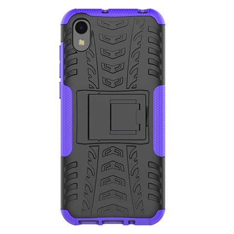 Funda Bumper Silicona y Plastico Mate Carcasa con Soporte para Huawei Enjoy 8S Morado