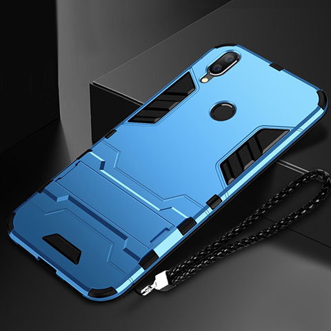 Funda Bumper Silicona y Plastico Mate Carcasa con Soporte para Huawei Honor 10 Lite Azul Cielo