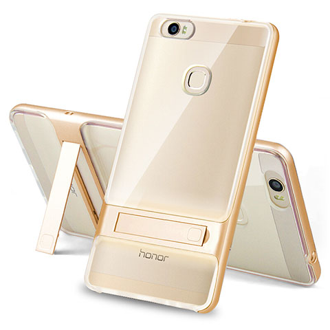 Funda Bumper Silicona y Plastico Mate Carcasa con Soporte para Huawei Honor Note 8 Oro