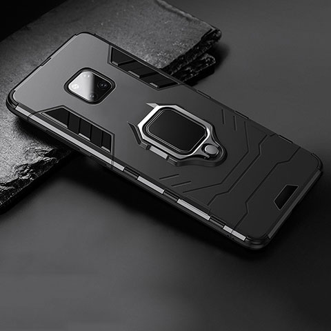 Funda Bumper Silicona y Plastico Mate Carcasa con Soporte para Huawei Mate 20 Negro