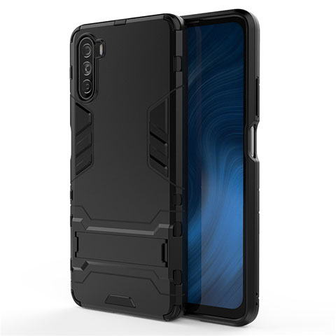 Funda Bumper Silicona y Plastico Mate Carcasa con Soporte para Huawei Mate 40 Lite 5G Negro