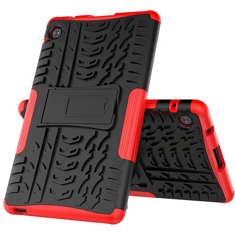 Funda Bumper Silicona y Plastico Mate Carcasa con Soporte para Huawei MatePad T 8 Rojo