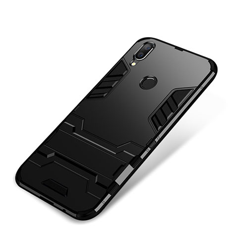 Funda Bumper Silicona y Plastico Mate Carcasa con Soporte para Huawei Nova 3i Negro