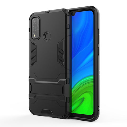 Funda Bumper Silicona y Plastico Mate Carcasa con Soporte para Huawei P Smart (2020) Negro