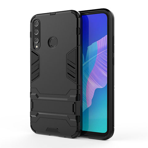 Funda Bumper Silicona y Plastico Mate Carcasa con Soporte para Huawei Y7p Negro