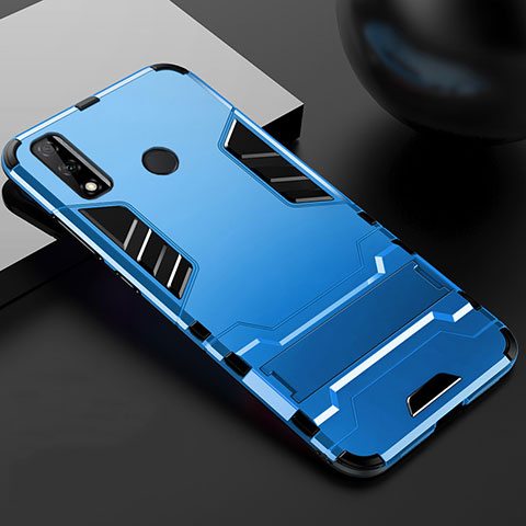 Funda Bumper Silicona y Plastico Mate Carcasa con Soporte para Huawei Y8s Azul