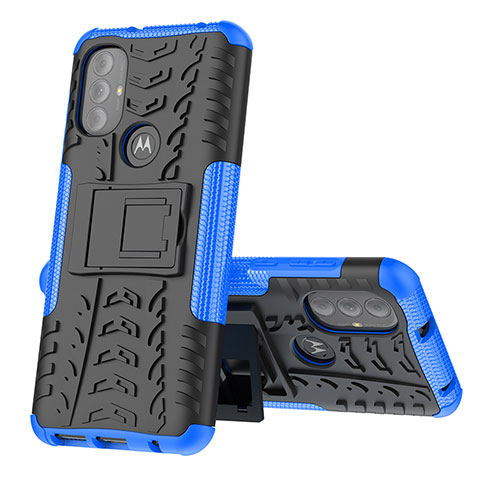 Funda Bumper Silicona y Plastico Mate Carcasa con Soporte para Motorola Moto G Power (2022) Azul