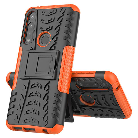 Funda Bumper Silicona y Plastico Mate Carcasa con Soporte para Motorola Moto G Power Naranja