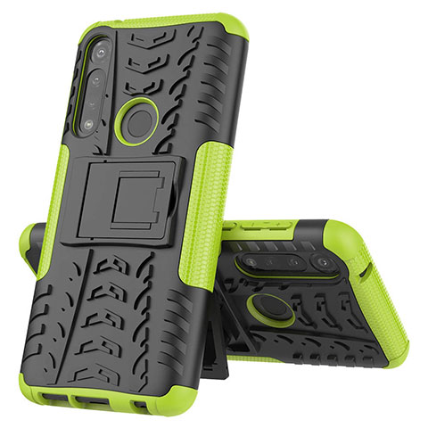 Funda Bumper Silicona y Plastico Mate Carcasa con Soporte para Motorola Moto G Power Verde