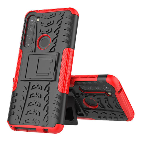 Funda Bumper Silicona y Plastico Mate Carcasa con Soporte para Motorola Moto G Pro Rojo