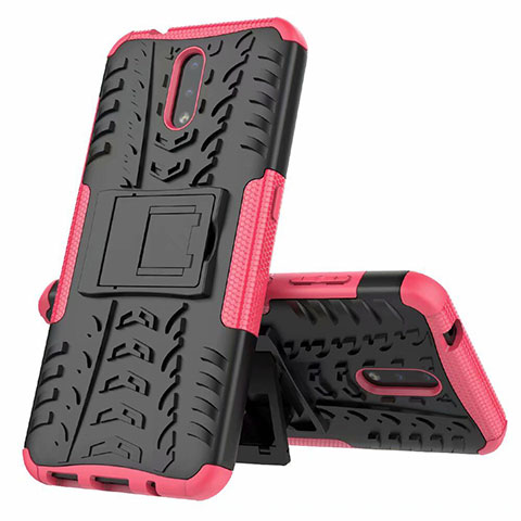 Funda Bumper Silicona y Plastico Mate Carcasa con Soporte para Nokia 2.3 Rosa