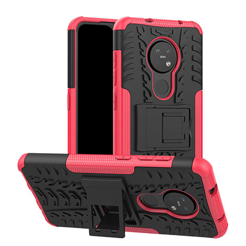 Funda Bumper Silicona y Plastico Mate Carcasa con Soporte para Nokia 6.2 Rosa