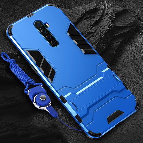 Funda Bumper Silicona y Plastico Mate Carcasa con Soporte para Realme X2 Pro Azul