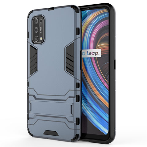 Funda Bumper Silicona y Plastico Mate Carcasa con Soporte para Realme X7 Pro 5G Azul