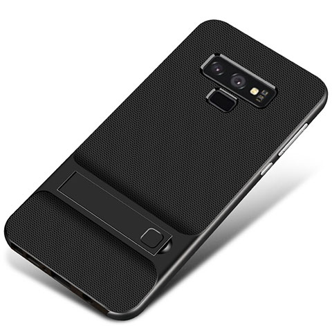 Funda Bumper Silicona y Plastico Mate Carcasa con Soporte para Samsung Galaxy Note 9 Negro