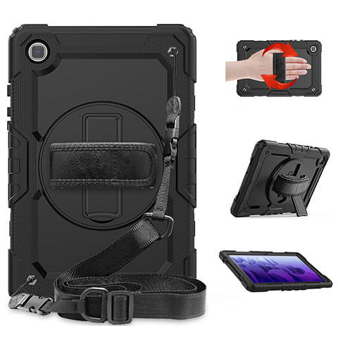 Funda Bumper Silicona y Plastico Mate Carcasa con Soporte para Samsung Galaxy Tab A7 4G 10.4 SM-T505 Negro