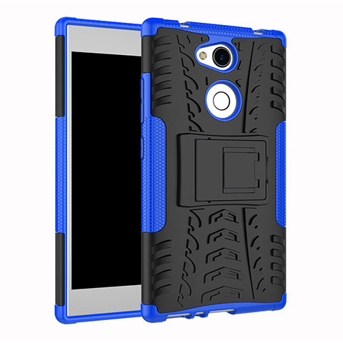 Funda Bumper Silicona y Plastico Mate Carcasa con Soporte para Sony Xperia L2 Azul
