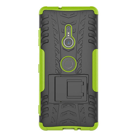 Funda Bumper Silicona y Plastico Mate Carcasa con Soporte para Sony Xperia XZ3 Verde