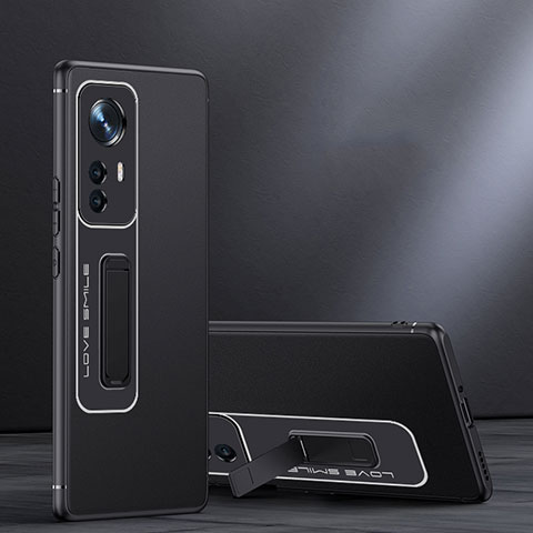 Funda Bumper Silicona y Plastico Mate Carcasa con Soporte para Xiaomi Mi 12S 5G Negro
