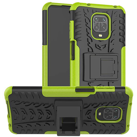 Funda Bumper Silicona y Plastico Mate Carcasa con Soporte para Xiaomi Poco M2 Pro Verde