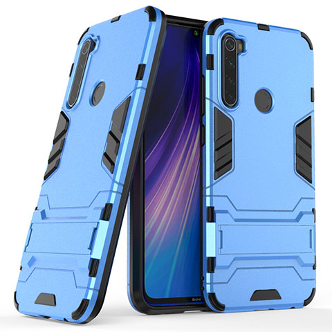 Funda Bumper Silicona y Plastico Mate Carcasa con Soporte para Xiaomi Redmi Note 8 Azul