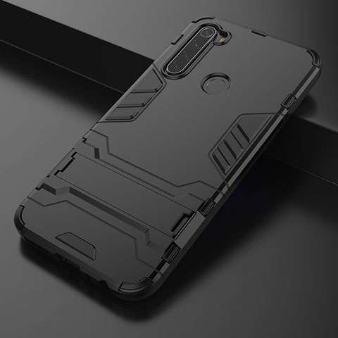 Funda Bumper Silicona y Plastico Mate Carcasa con Soporte para Xiaomi Redmi Note 8 Negro