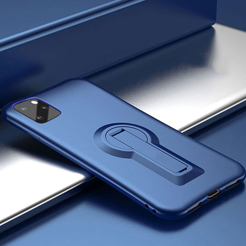 Funda Bumper Silicona y Plastico Mate Carcasa con Soporte R01 para Apple iPhone 11 Pro Max Azul