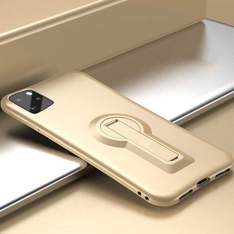 Funda Bumper Silicona y Plastico Mate Carcasa con Soporte R01 para Apple iPhone 11 Pro Max Oro