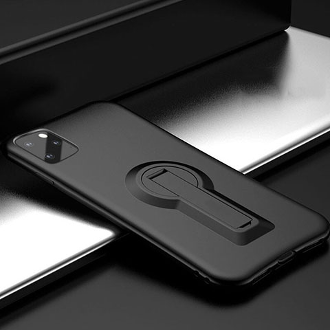 Funda Bumper Silicona y Plastico Mate Carcasa con Soporte R01 para Apple iPhone 11 Pro Negro