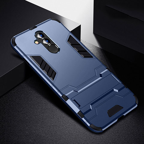 Funda Bumper Silicona y Plastico Mate Carcasa con Soporte R01 para Huawei Mate 20 Lite Azul