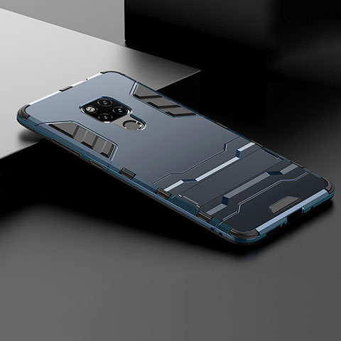 Funda Bumper Silicona y Plastico Mate Carcasa con Soporte R01 para Huawei Mate 20 X 5G Azul