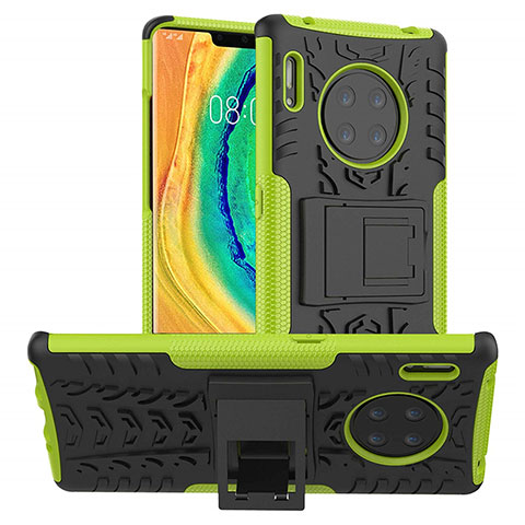 Funda Bumper Silicona y Plastico Mate Carcasa con Soporte R01 para Huawei Mate 30 Verde