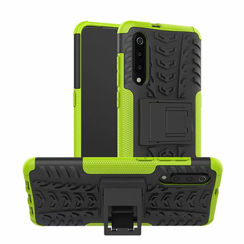 Funda Bumper Silicona y Plastico Mate Carcasa con Soporte R01 para Samsung Galaxy A70 Verde