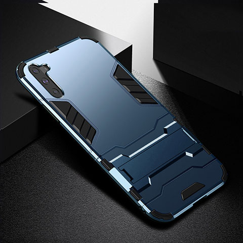 Funda Bumper Silicona y Plastico Mate Carcasa con Soporte R02 para Samsung Galaxy Note 10 5G Azul