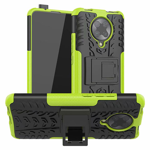 Funda Bumper Silicona y Plastico Mate Carcasa con Soporte R02 para Xiaomi Redmi K30 Pro Zoom Verde