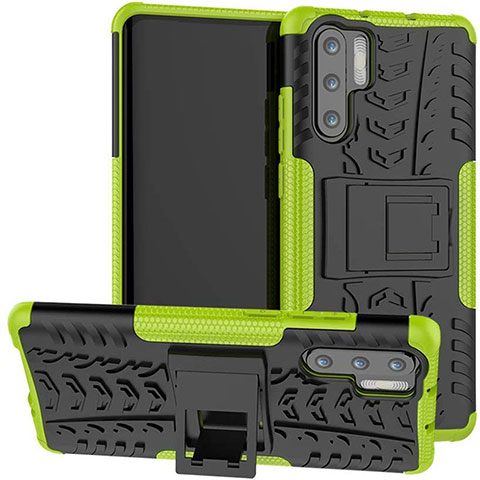 Funda Bumper Silicona y Plastico Mate Carcasa con Soporte R03 para Huawei P30 Pro New Edition Verde
