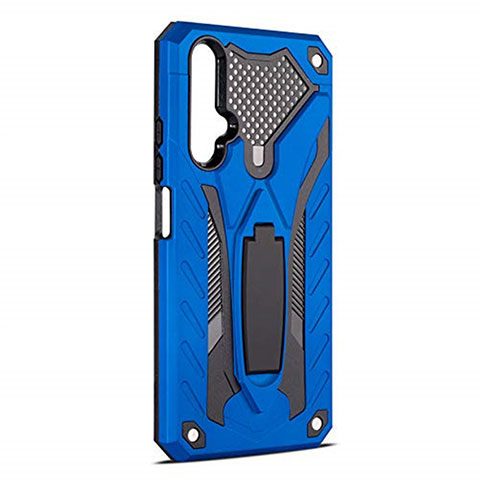 Funda Bumper Silicona y Plastico Mate Carcasa con Soporte R04 para Huawei Nova 5T Azul