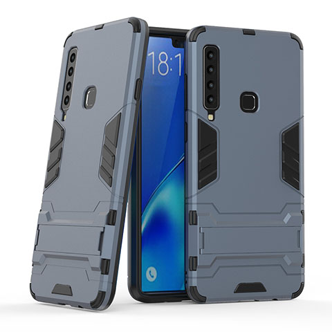 Funda Bumper Silicona y Plastico Mate Carcasa con Soporte T03 para Samsung Galaxy A9 Star Pro Azul