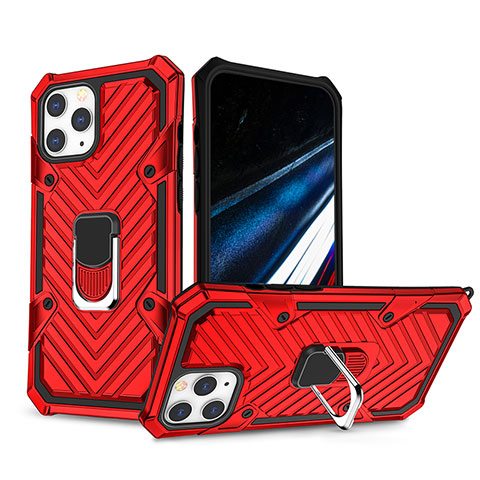 Funda Bumper Silicona y Plastico Mate Carcasa con Soporte YF1 para Apple iPhone 13 Pro Rojo