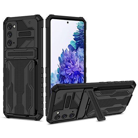 Funda Bumper Silicona y Plastico Mate Carcasa con Soporte YF1 para Samsung Galaxy S20 Lite 5G Negro