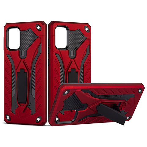 Funda Bumper Silicona y Plastico Mate Carcasa con Soporte YF2 para Samsung Galaxy A51 4G Rojo