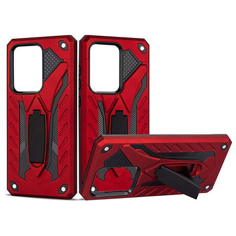 Funda Bumper Silicona y Plastico Mate Carcasa con Soporte YF2 para Samsung Galaxy S20 Ultra Rojo