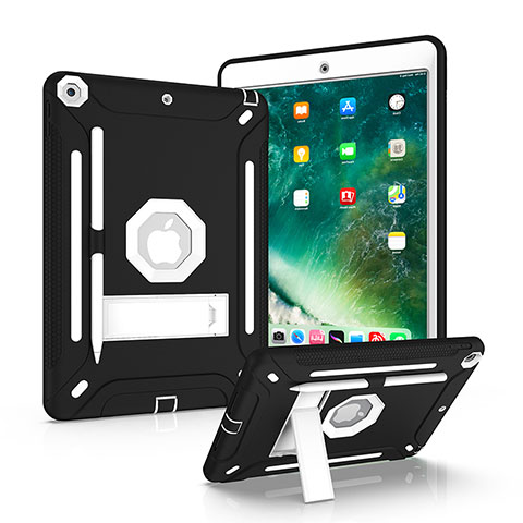 Funda Bumper Silicona y Plastico Mate Carcasa con Soporte YJ1 para Apple iPad 10.2 (2020) Negro