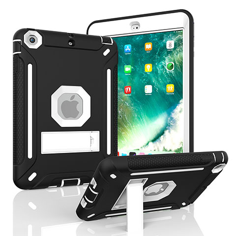 Funda Bumper Silicona y Plastico Mate Carcasa con Soporte YJ1 para Apple iPad Mini Negro