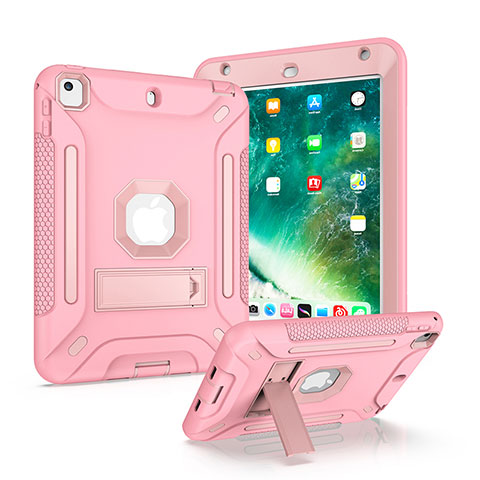 Funda Bumper Silicona y Plastico Mate Carcasa con Soporte YJ2 para Apple iPad Mini 4 Rosa