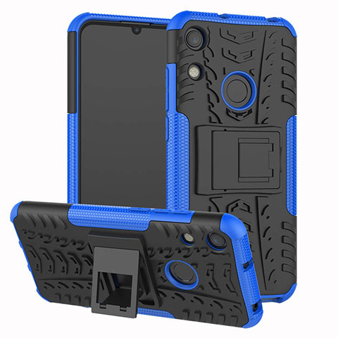 Funda Bumper Silicona y Plastico Mate Carcasa con Soporte Z01 para Huawei Y6 (2019) Azul