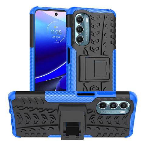 Funda Bumper Silicona y Plastico Mate Carcasa con Soporte Z01 para Motorola Moto G Stylus (2022) 4G Azul