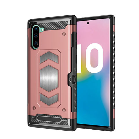 Funda Bumper Silicona y Plastico Mate Carcasa Magnetico para Samsung Galaxy Note 10 5G Oro Rosa