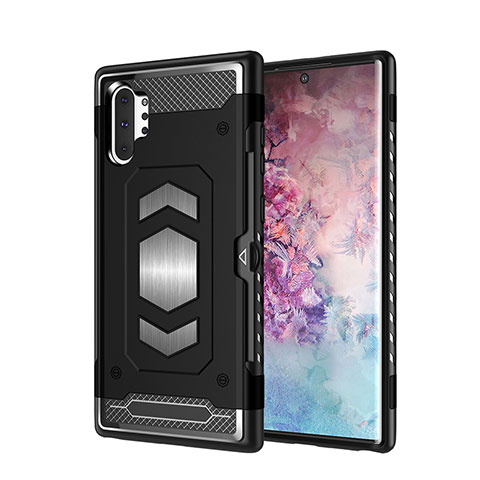 Funda Bumper Silicona y Plastico Mate Carcasa Magnetico para Samsung Galaxy Note 10 Plus 5G Negro